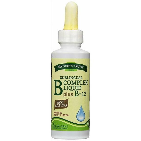 Nature's Truth Sublingual B Complex Liquid Plus B-12 Natural, Berry Flavor, 2 oz (Pack of 3)