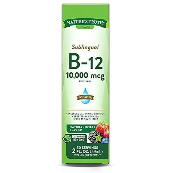 Nature's Truth Sublingual Vitamin B-12 10000 Mcg, Fast Acting Liquid, Natural Berry Flavor, 2 oz, 6 Pack