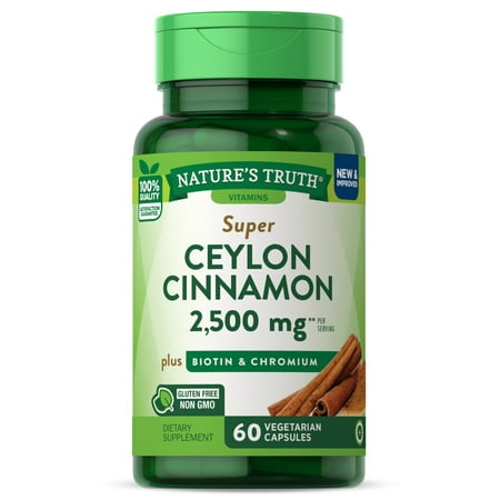 Cinnamon Capsules | 2500mg | Plus Chromium & Biotin | 60 Count | Non-GMO & Gluten Free Supplement | By Nature's Truth