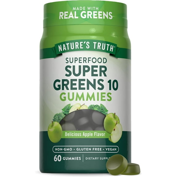 Super Greens | 60 Gummies | Apple Flavor | Non-GMO and Gluten Free | by Nature's Truth