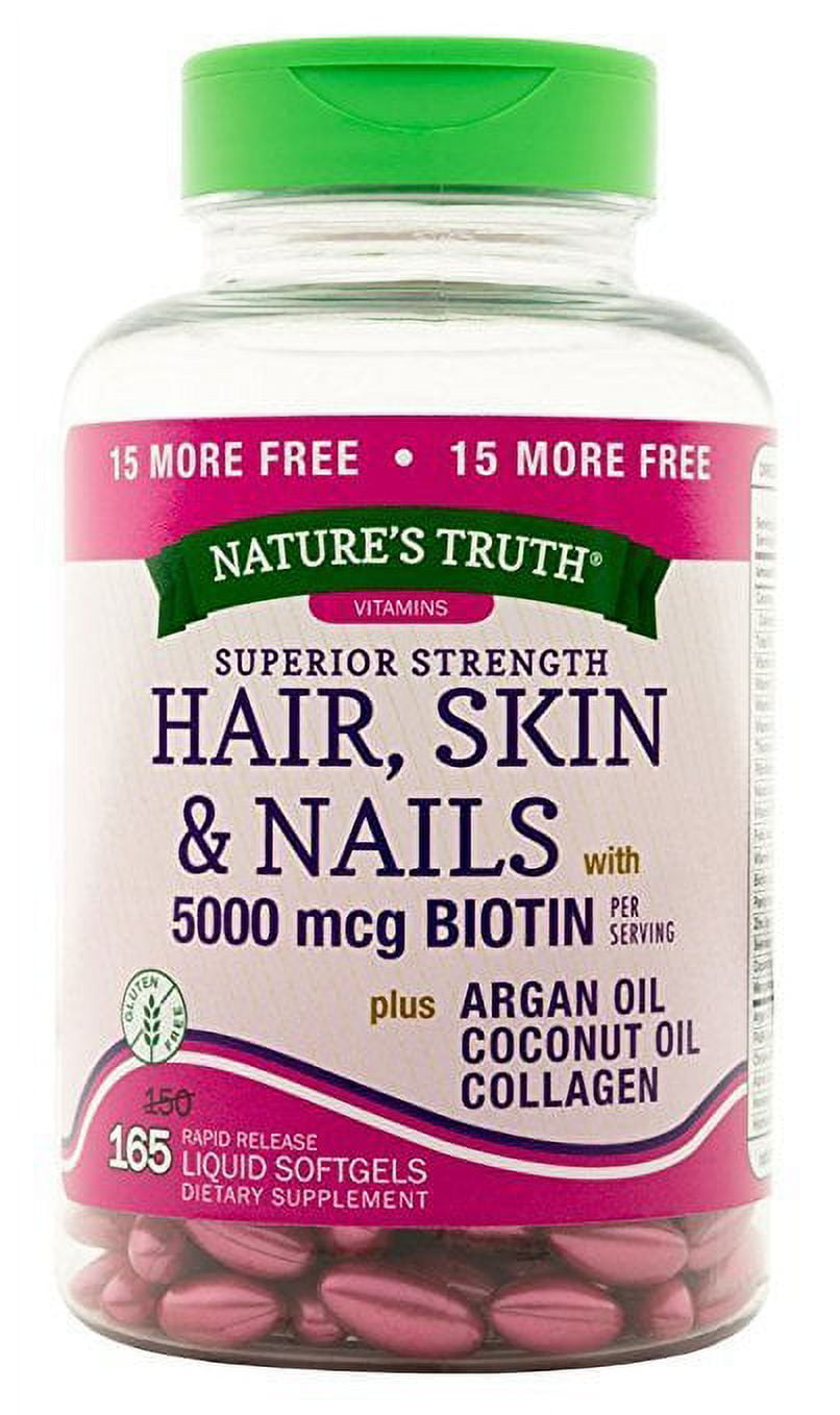 Nature's Truth Superior Strength Hair Skin & Nails Plus Biotin Softgels (Pack of 6)