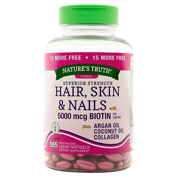 Nature's Truth Superior Strength Hair Skin & Nails Plus Biotin Softgels (Pack of 6)