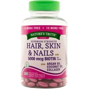Natures Truth Superior Strength Hair, Skin & Nails with 5000 mcg Biotin Liquid Softgels 165 ea Pack of 2