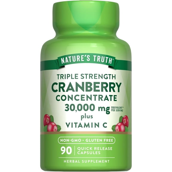 Cranberry Concentrate Capsules 30,000mg | Plus Vitamin C | Triple Strength | by Nature's Truth