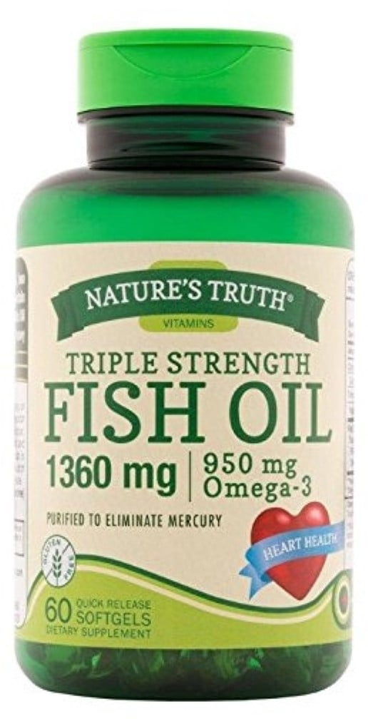 Nature's Truth Triple Strength Fish Oil 1360 mg Capsules, 60 ea (Pack of 2)