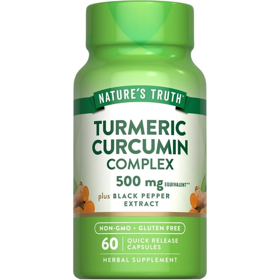 Turmeric Curcumin | 60 Capsules | 500mg + 3mg Black Pepper Extract | by Nature's Truth