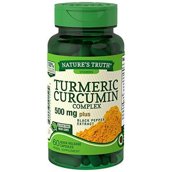 Nature's Truth Turmeric Curcumin Complex 500 mg Capsules Plus Black Pepper Extract, 60 Count