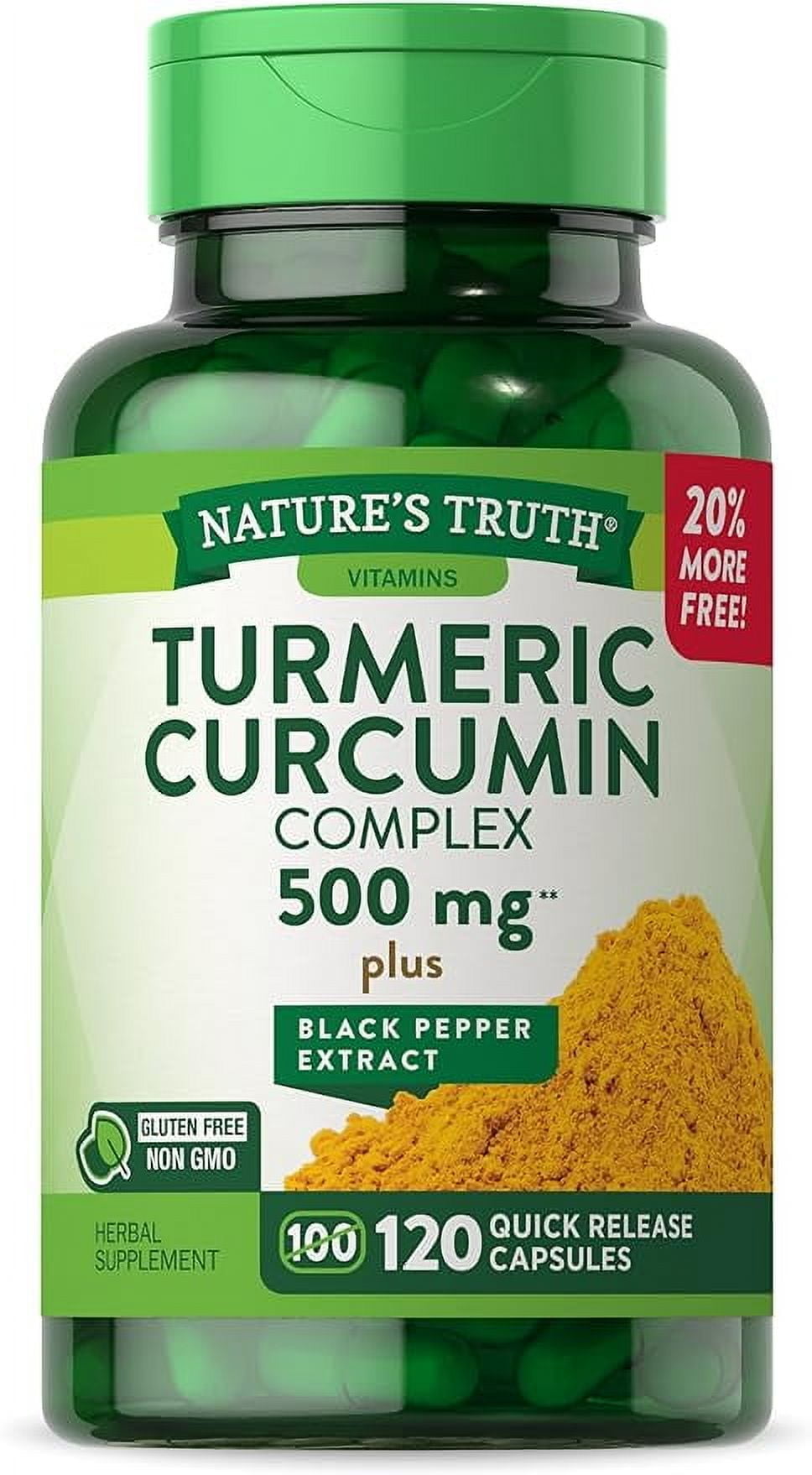 Nature's Truth Turmeric Curcumin Complex 500 mg Plus Black Pepper Extract, 120 Count