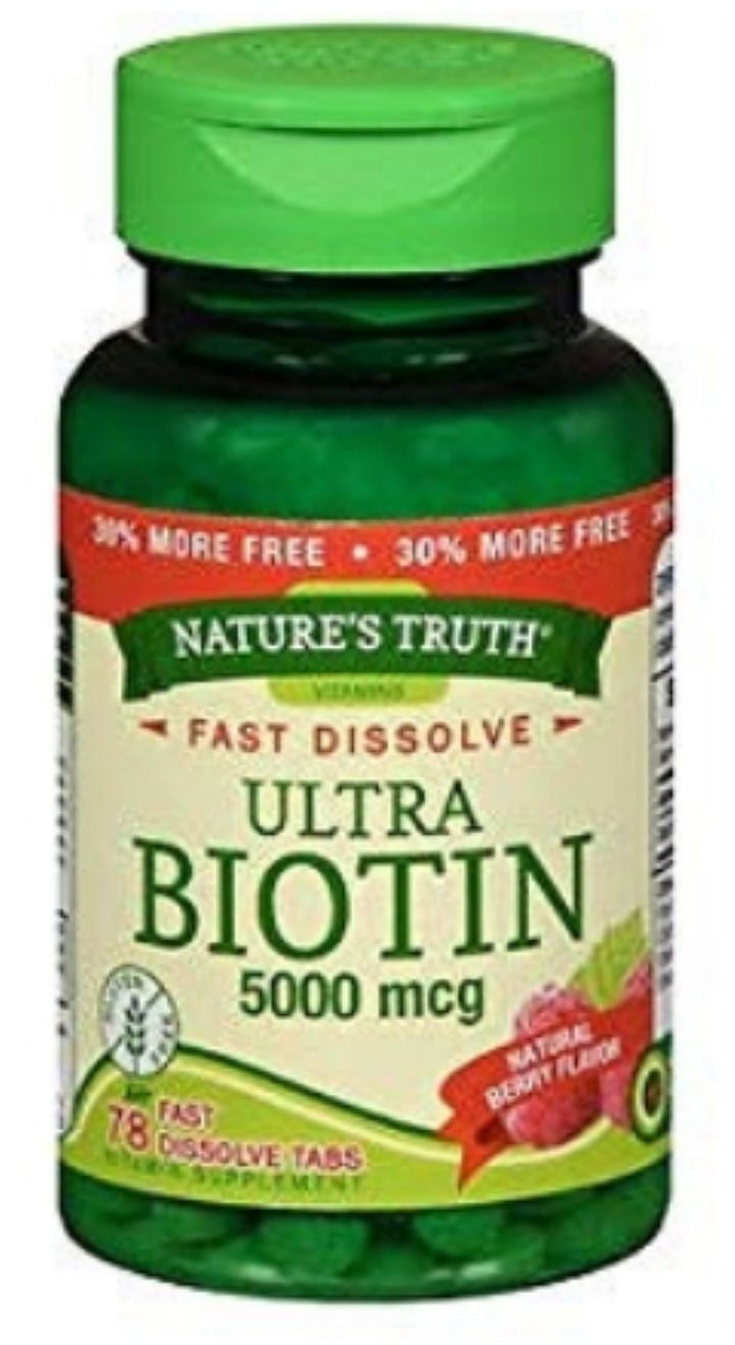 Nature's Truth Ultra Biotin 5,000 mcg Fast Dissolve Tabs Berry Flavor, 78 ea (Pack of 3)