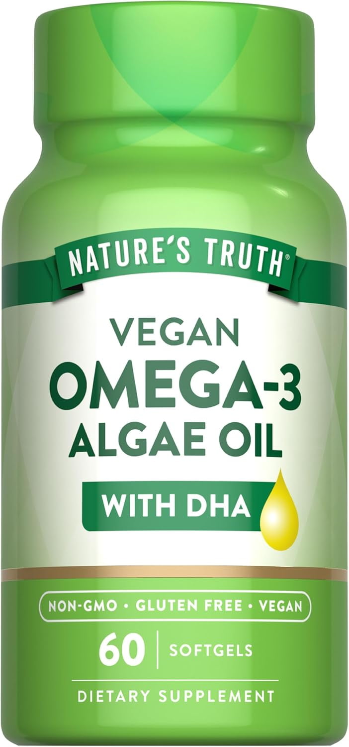 Vegan Omega 3 Supplement | 60 Count | Non-GMO & Gluten Free Algae Oil Formula | with DHA | by Nature's Truth