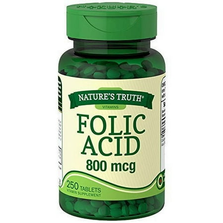 Nature's Truth Vitamin B-9 Folic Acid Non-GMO 800 mcg 250 Tablets, 6-Pack