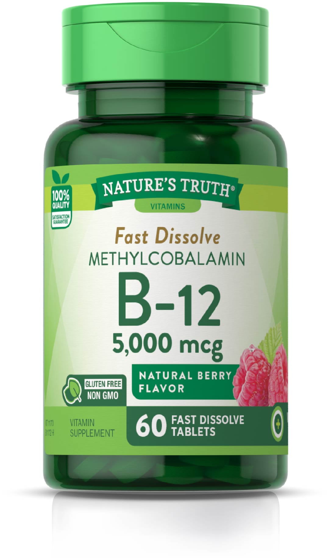 Vitamin B12 5000 mcg | 60 Tablets | Fast Dissolve | Berry Flavor | by Nature's Truth
