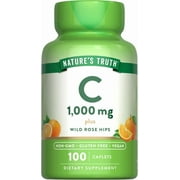 Vitamin C 1000 mg with Rose Hips | 100 Caplets | Vegan, Non-GMO, & Gluten Free Supplement | by Nature's Truth