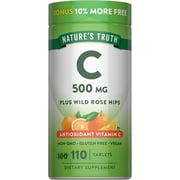 Vitamin C with Rose Hips 500 mg | 110 Tablets | Vegan, Non-GMO, Gluten Free | by Nature's Truth