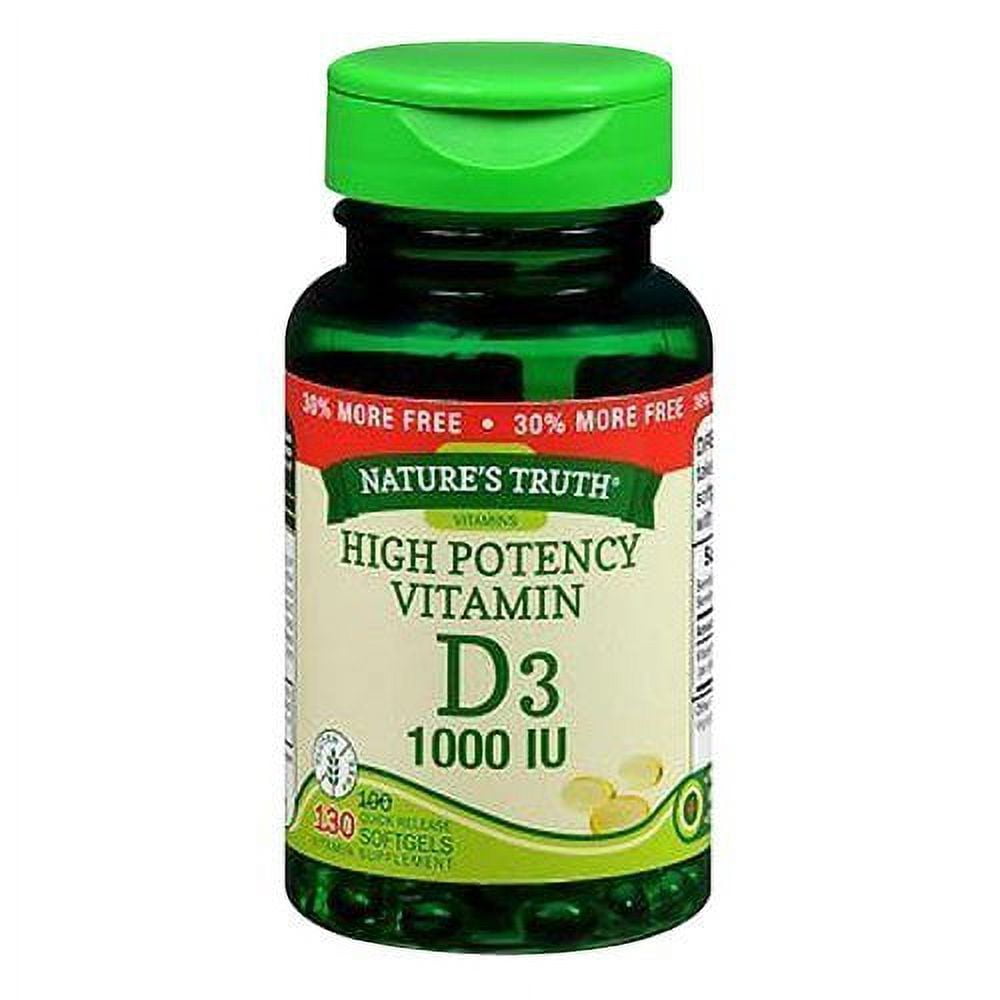 Nature's Truth Vitamin D3 Tablets, 1000 IU, 130 Count, 3 Pack