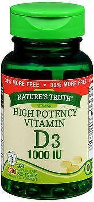 Nature's Truth Vitamin D3 Tablets, 1000 IU, 130 Count (Pack of 4)
