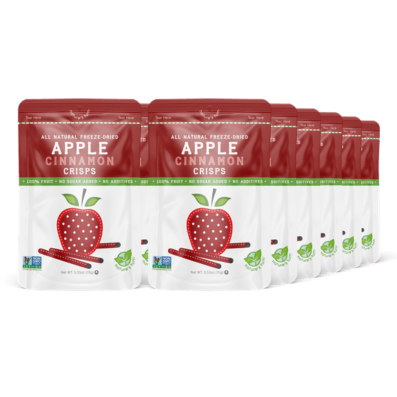 Nature's Turn Freeze-Dried Apple Cinnamon Crisps, Pack of 12, (0.53oz Each)