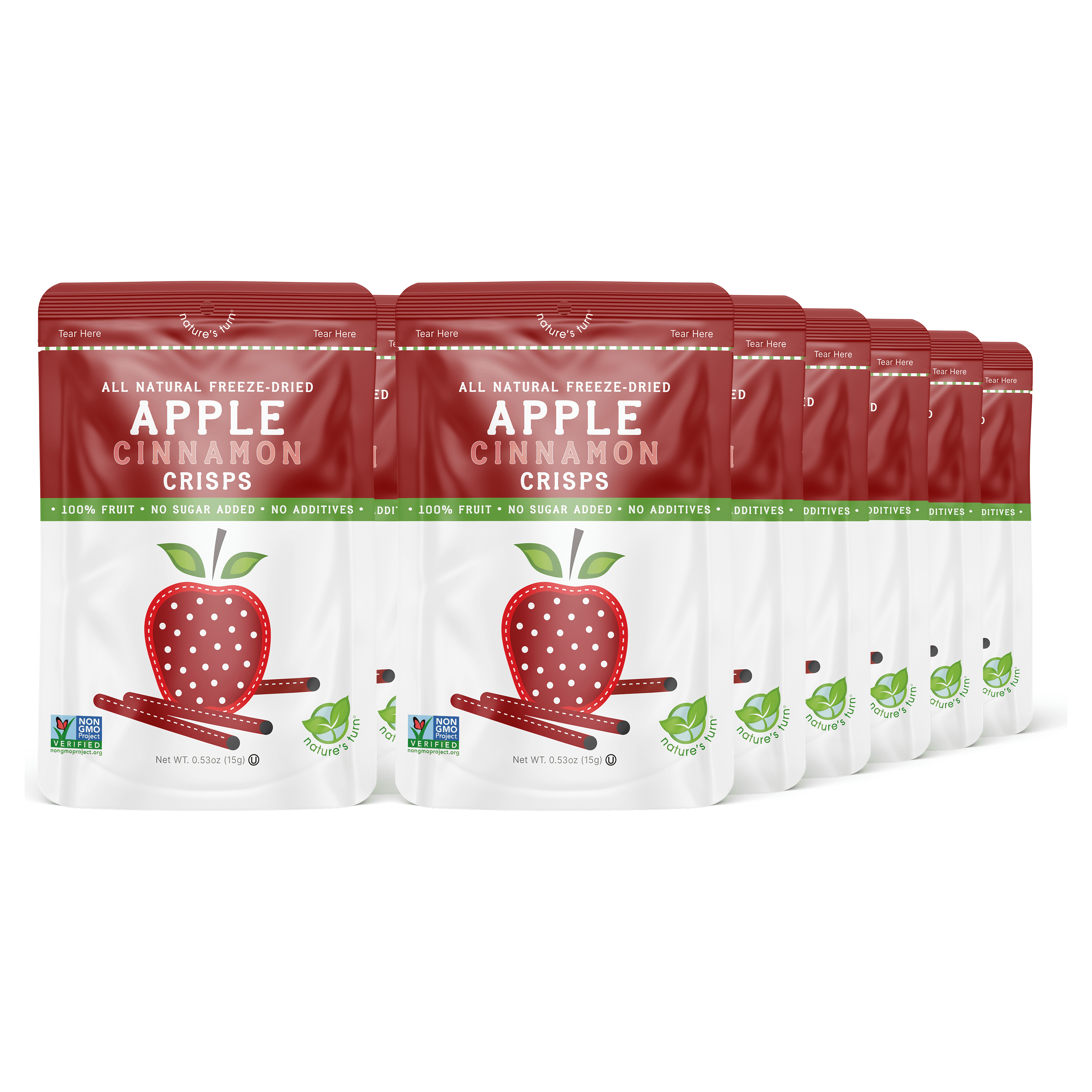 Nature’s Turn Freeze-Dried Apple Cinnamon Crisps, No Added Sugar, Healthy Natural Fruit Crisp Snack for School Lunches, 12 Pack (0.53 oz Each)