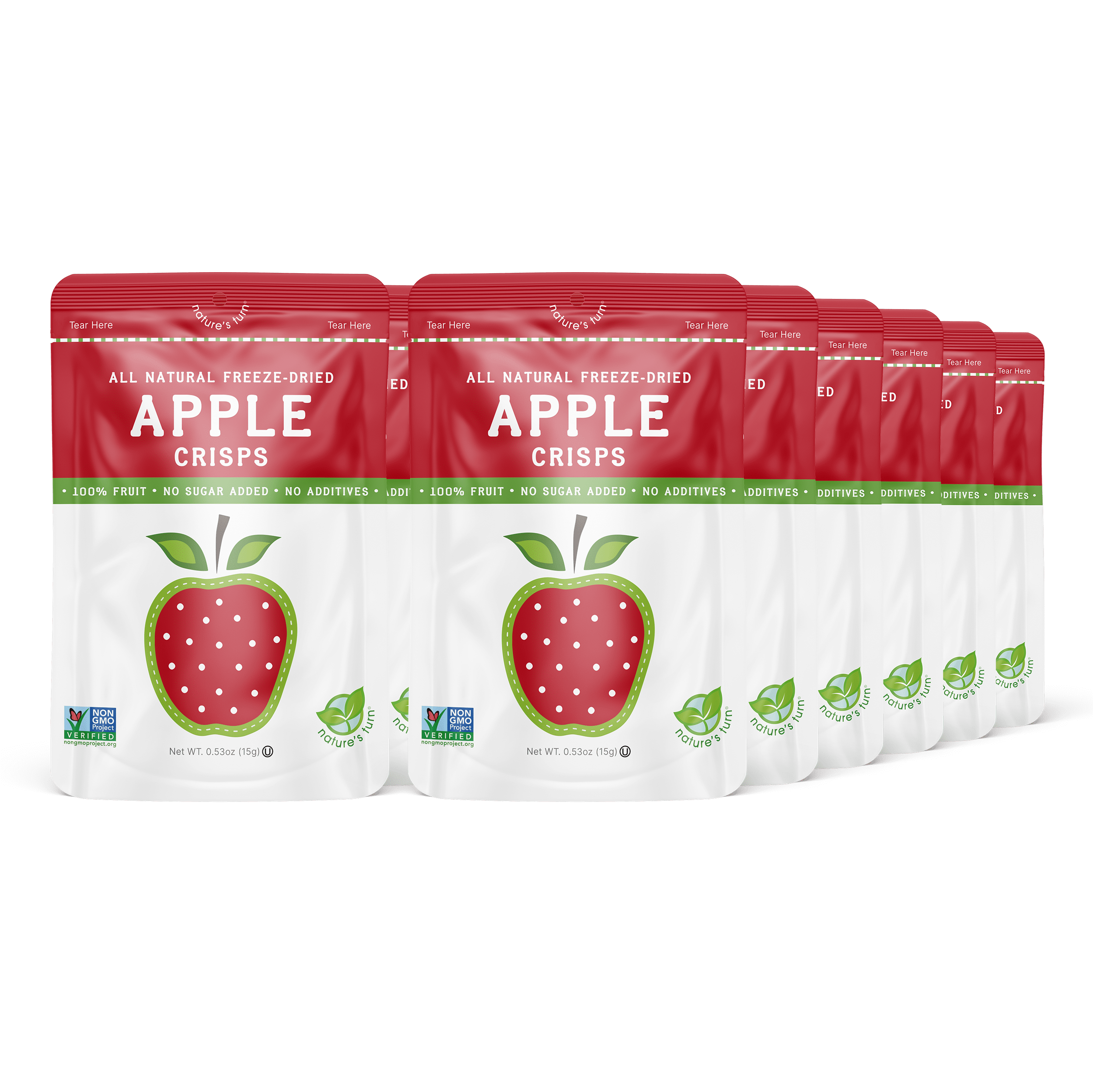 Nature's Turn Freeze-Dried Apple Crisps, Pack of 12, (0.53oz Each)