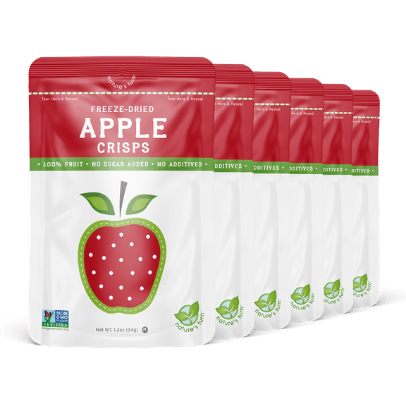 Nature's Turn Freeze-Dried Apple Crisps, Pack of 6, (1.20oz Each)
