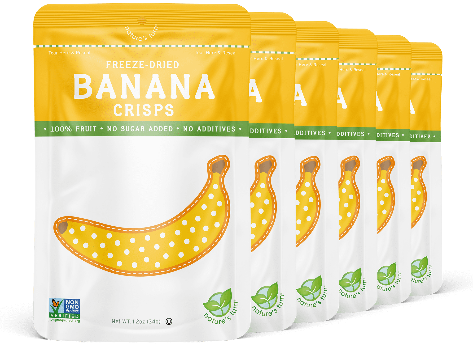 Nature's Turn Freeze Dried Banana Crisps, 6 Pack, 1.20 oz