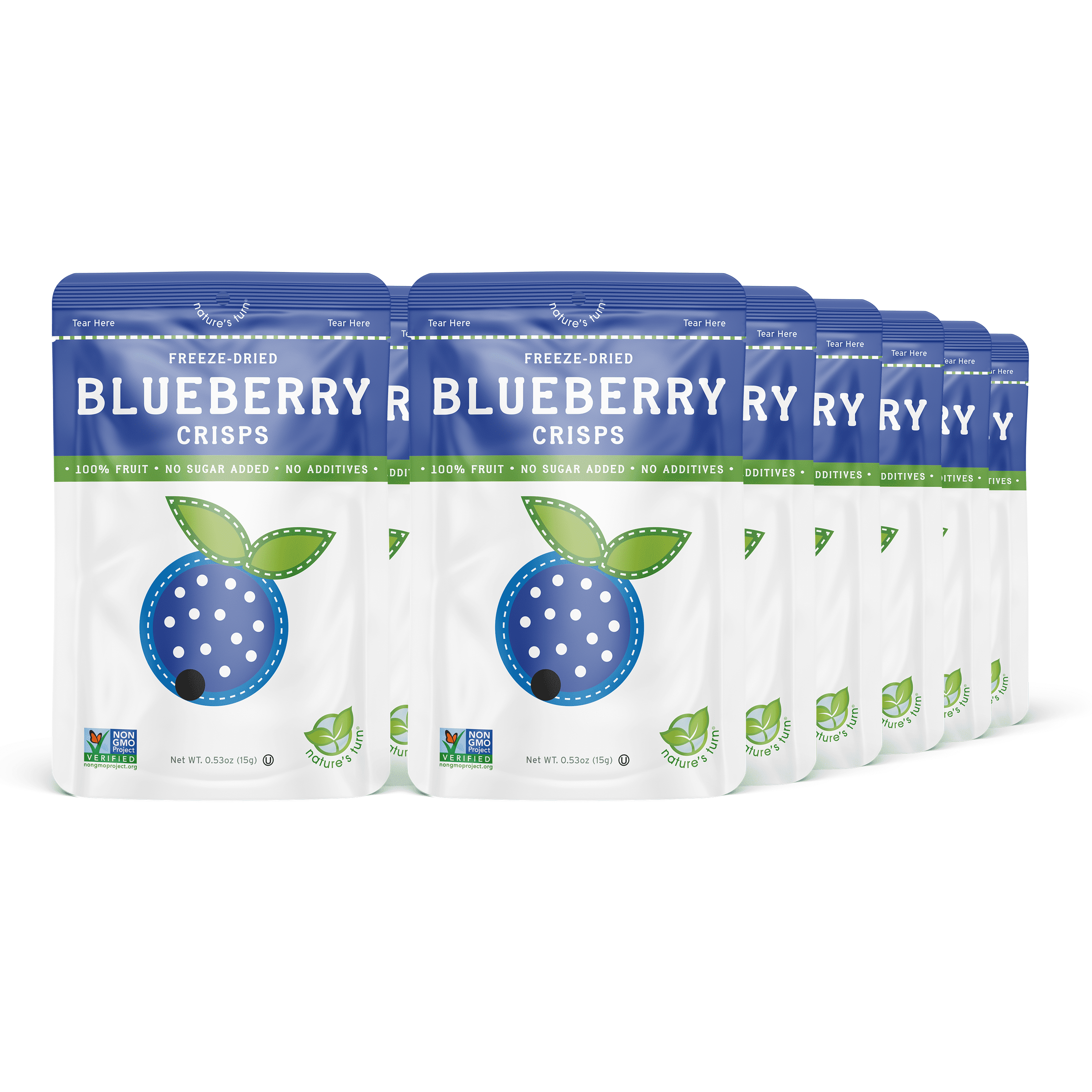 Nature’s Turn Freeze-Dried Blueberry Crisps, No Added Sugar, Healthy Natural Fruit Crisp Snack for School Lunches, 12 Pack (0.53 oz Each)