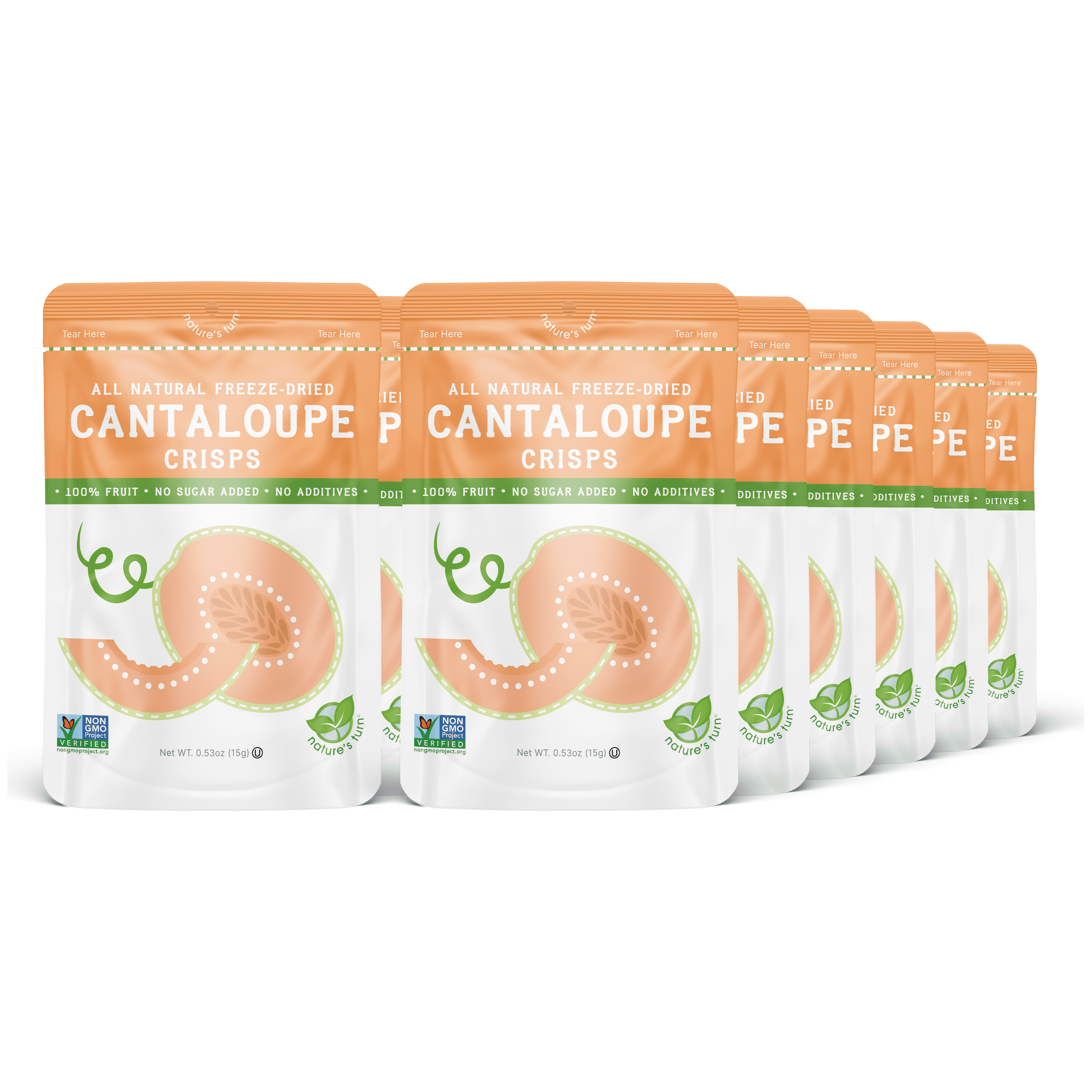 Nature’s Turn Freeze-Dried Cantaloupe Crisps, No Added Sugar, Healthy Natural Fruit Crisp Snack for School Lunches, 12 Pack (0.53 oz Each)