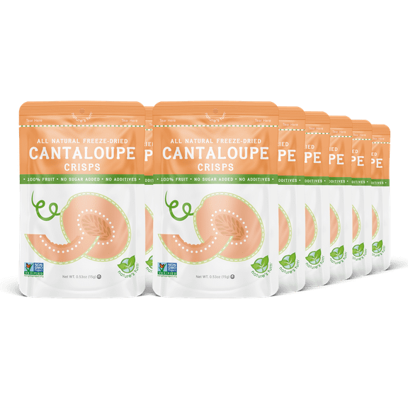 Nature's Turn Freeze-Dried Cantaloupe Crisps, Pack of 12, (0.53oz Each)
