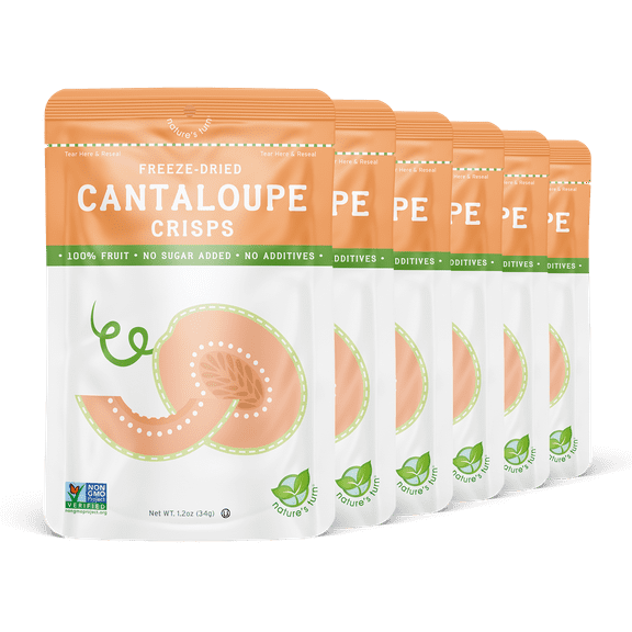 Nature's Turn Freeze-Dried Cantaloupe Crisps, Pack of 6, (1.20oz Each)