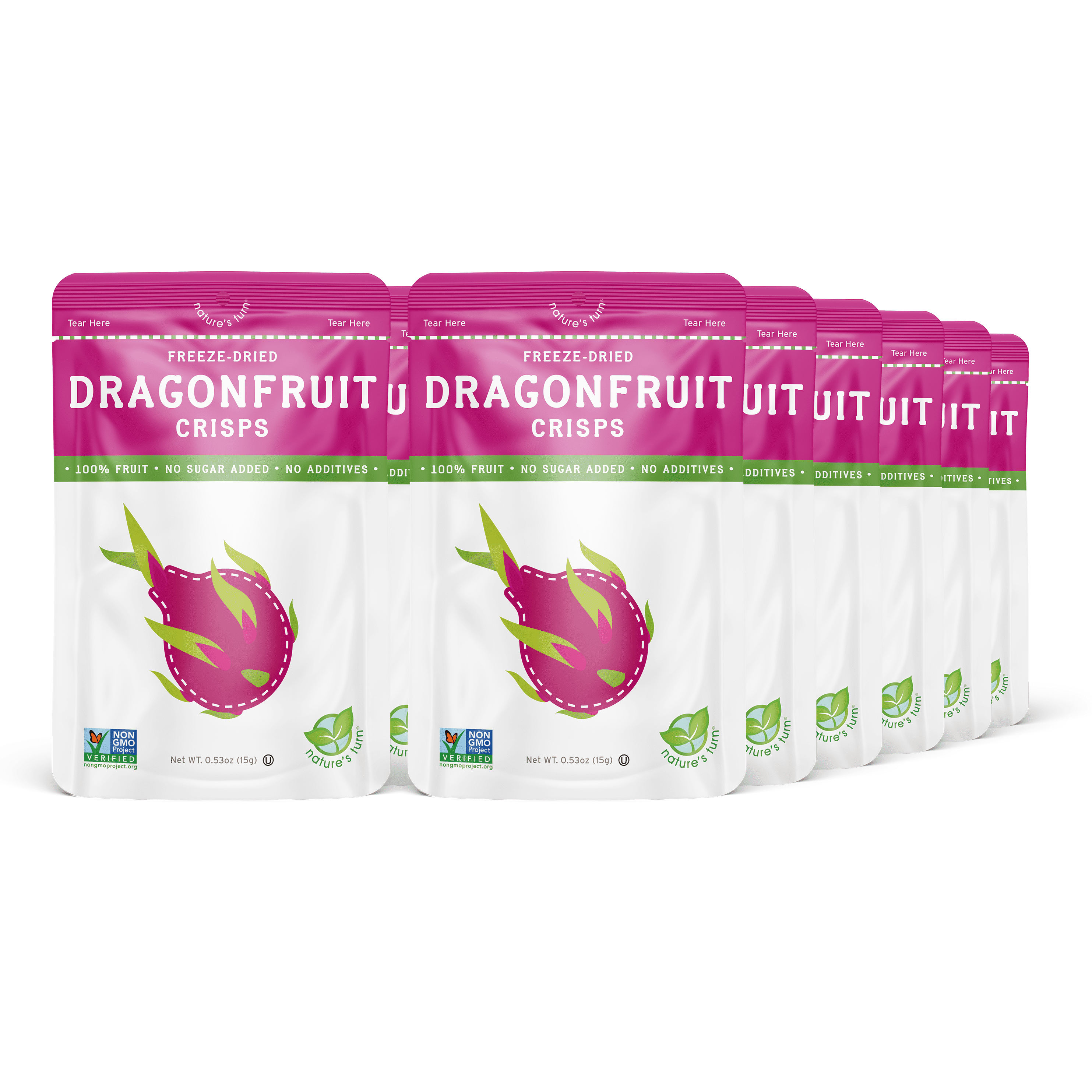 Nature’s Turn Freeze-Dried Dragon Fruit Crisps, No Added Sugar, Healthy Natural Fruit Crisp Snack for School Lunches, 12 Pack (0.53 oz Each)