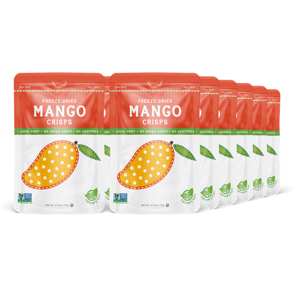 Nature's Turn Freeze-Dried Mango Crisps, Pack of 12, (0.53oz Each)