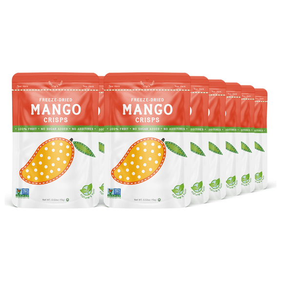 Natures Turn Freeze-Dried Mango Crisps, No Added Sugar, Healthy Natural Fruit Crisp Snack for School Lunches, 12 Pack (0.53 oz Each)
