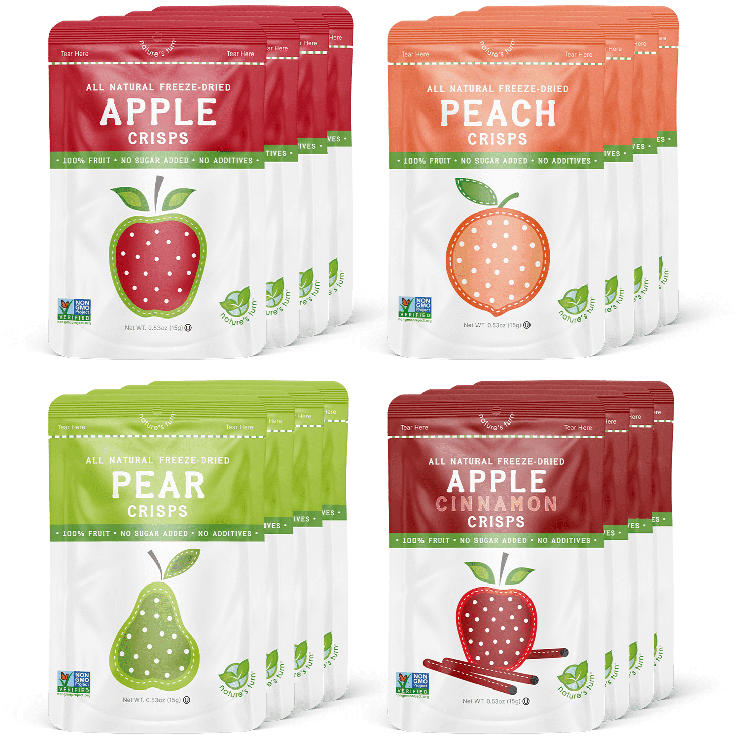 Nature’s Turn Freeze-Dried Fruit Crisps Orchard Variety Pack, No Added Sugar, Healthy Fruit Crisp Snack for School Lunches, 16 Pack (0.53 oz Each)