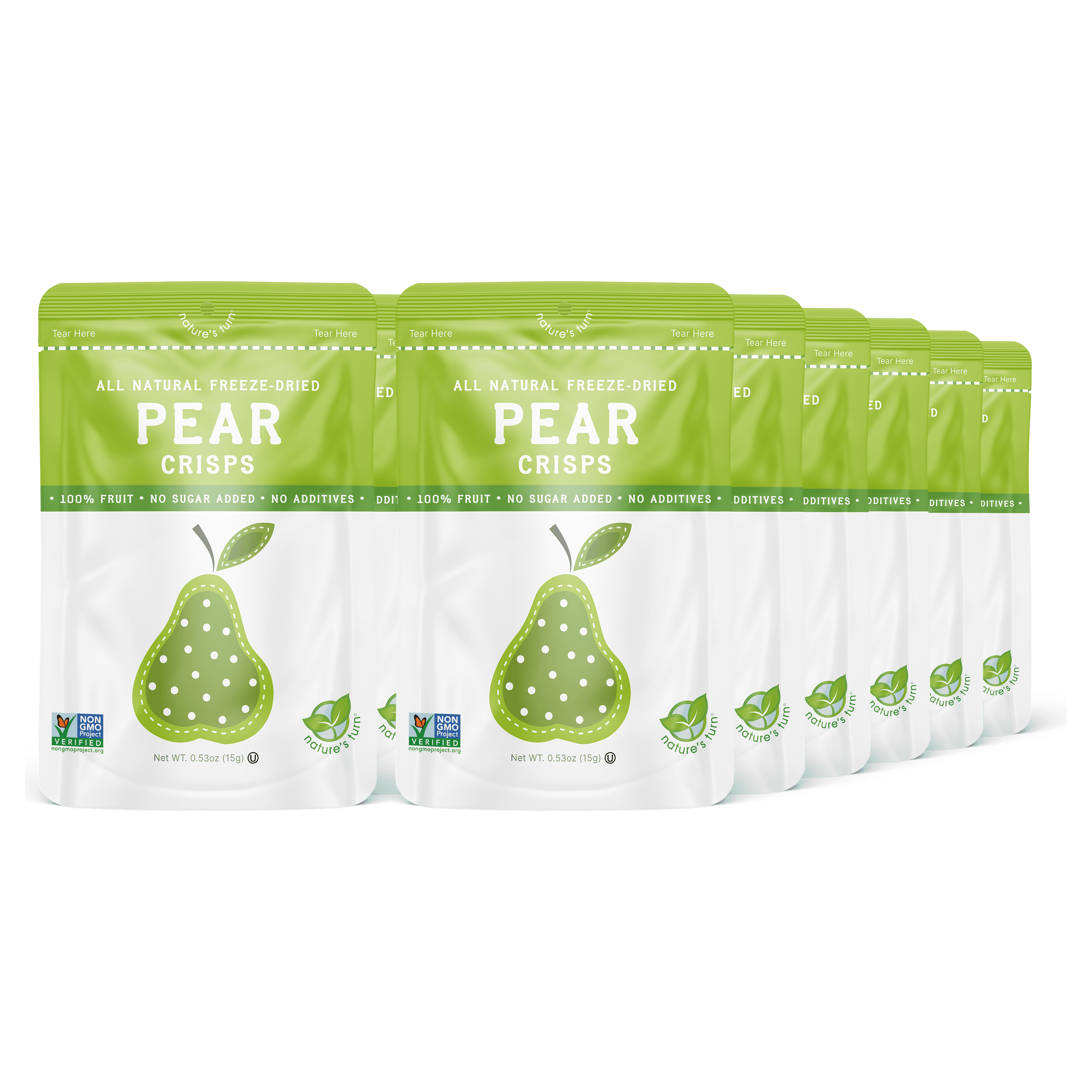 Nature’s Turn Freeze-Dried Pear Crisps, No Added Sugar, Healthy Natural Fruit Crisp Snack for School Lunches, 12 Pack (0.53 oz Each)