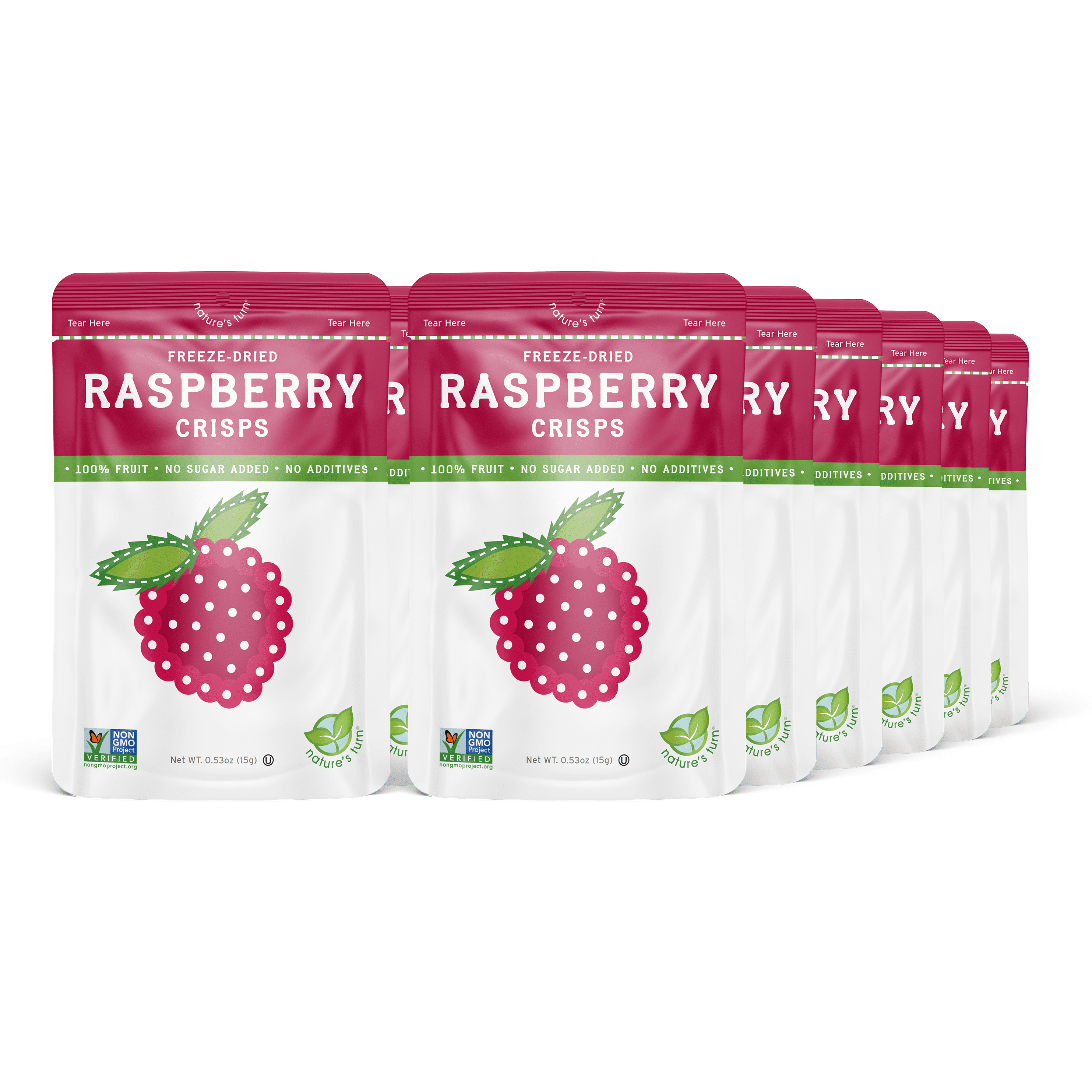 Nature’s Turn Freeze-Dried Raspberry Crisps, No Added Sugar, Healthy Natural Fruit Crisp Snack for School Lunches, 12 Pack (0.53 oz Each)
