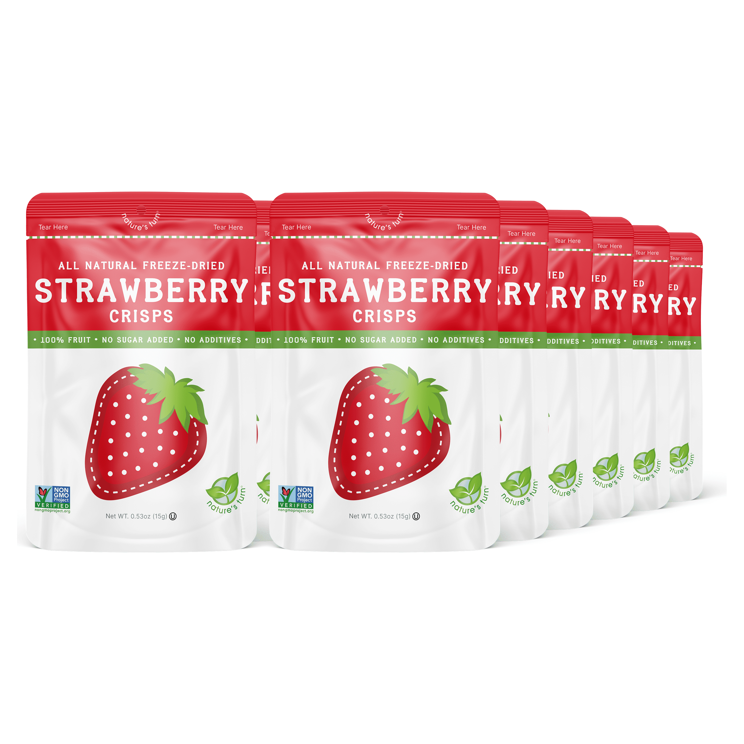 Nature’s Turn Freeze-Dried Strawberry Crisps, No Added Sugar, Healthy Natural Fruit Crisp Snack for School Lunches, 12 Pack (0.53 oz Each)