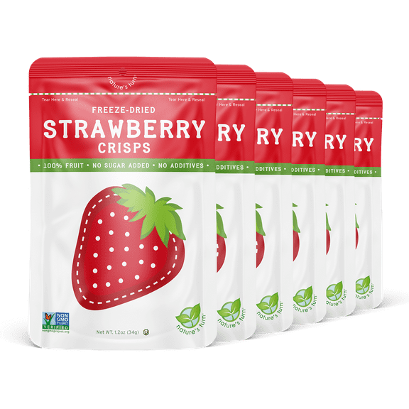 Natures Turn Unsweetened Freeze-Dried Strawberry Crisps, Superfood Snacking, 1.20oz, Pack of 6
