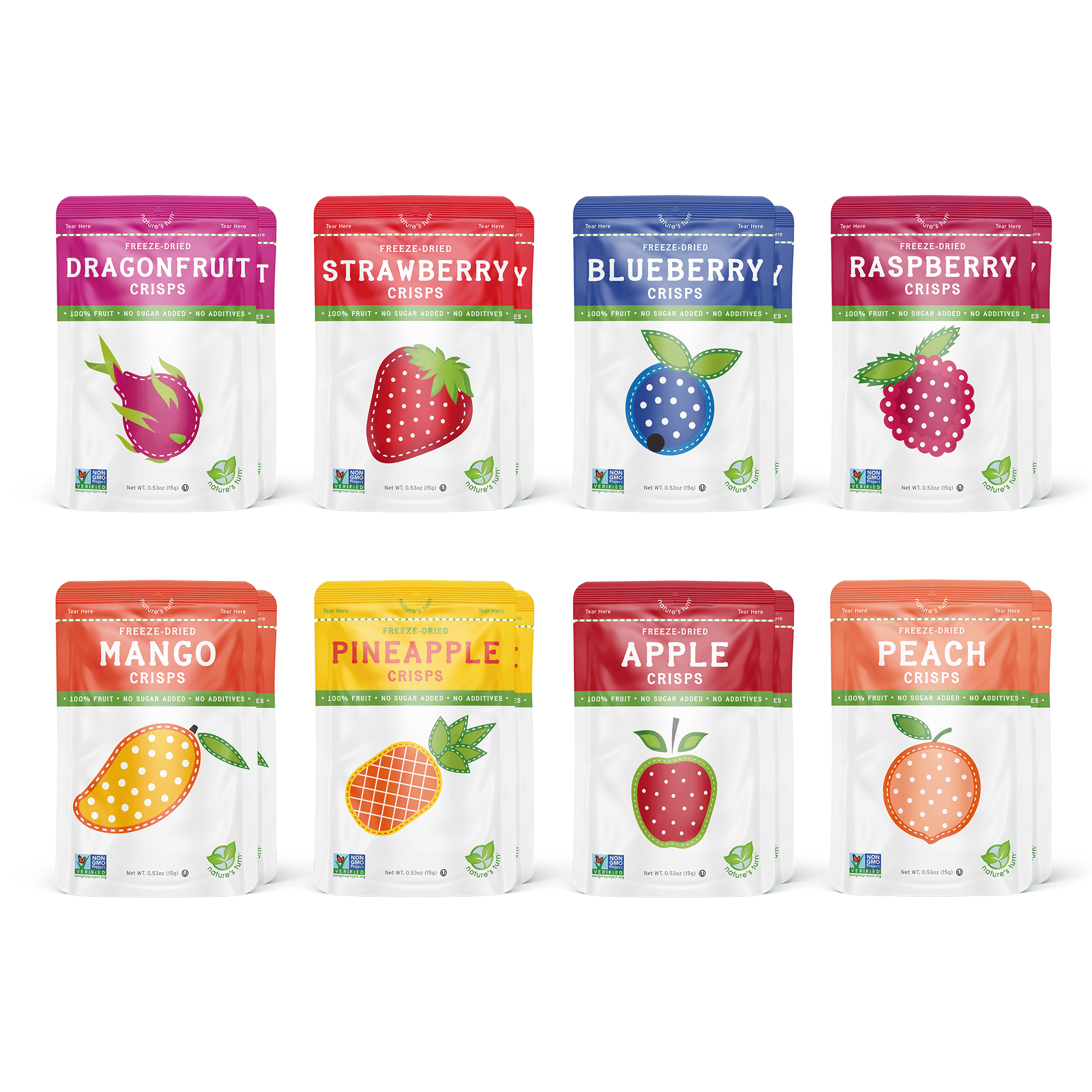 Nature’s Turn Freeze-Dried Superfruit Crisps Variety Pack, No Added Sugar, Healthy Natural Fruit Crisp Snack for School Lunch, 16 Pack (0.53 oz Each)