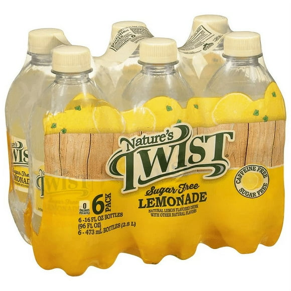 Nature's Twist Sugar Free Lemonade 16 oz 6-Bottle Pack - Refreshing Flavor & Smooth Texture
