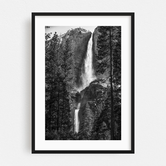 Nature's Two Cascades - California Photography Black Framed Wall Art Print 24 x 36 inches