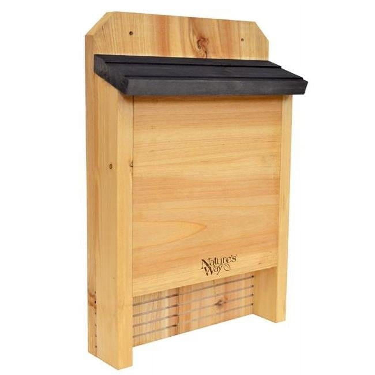 Natural Cedar Single Chamber Bat House with Black Roof