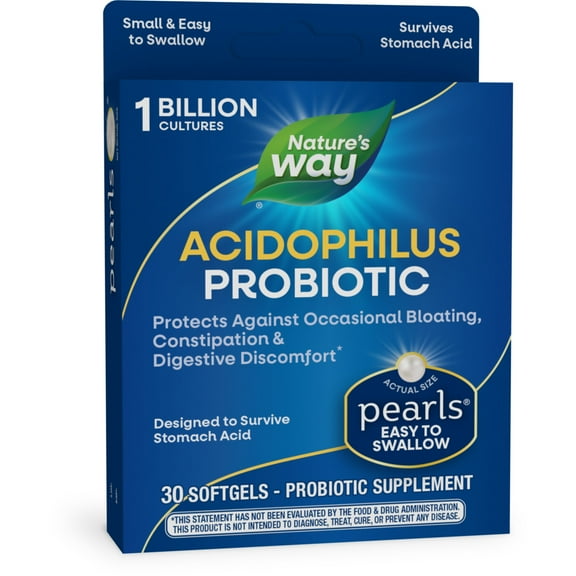Nature's Way Acidophilus Probiotic Pearls Softgels, 1 Billion Cultures, Unisex, 30 Count