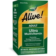 Natures Way Alive! Adult Ultra Multivitamin, Methylated B12, 60 ct