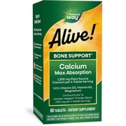 Nature's Way Alive! Calcium Max Absorption Tablets, Vitamin D3, Vitamin K2, Magnesium, 60 Count