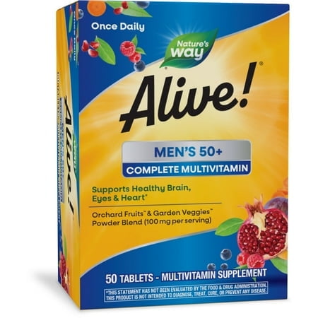 Nature's Way Alive! Men's 50+ Complete Multivitamin Tablets, B-Vitamins, 50 Count (4 Pack)