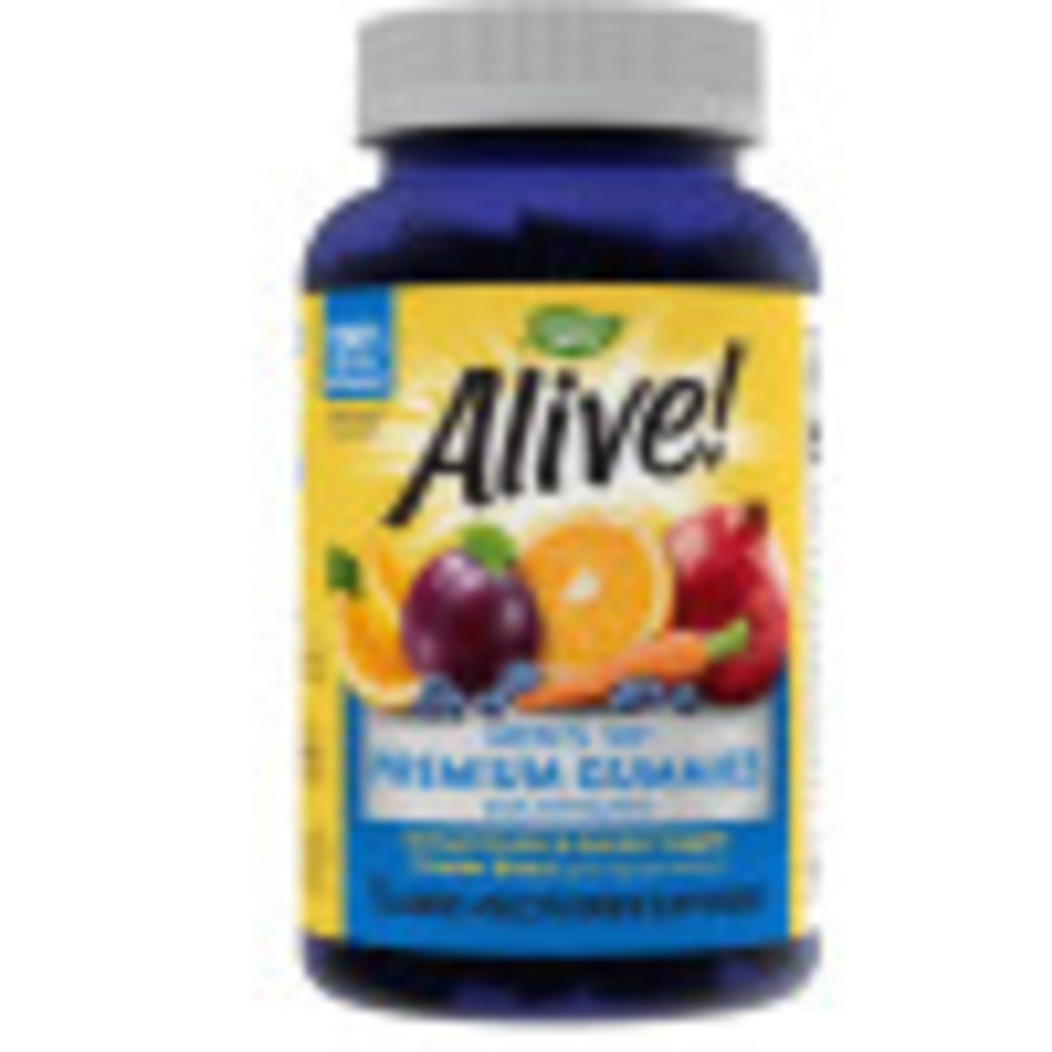 Natures Way Alive! Mens 50+ Premium Gummies, 15 Vitamins and Minerals, Grape, Orange and Cherry Flavored Gummies, 75 Gummies