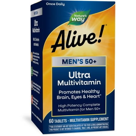 Nature’s Way Alive! Men’s 50+ Ultra Potency Complete Multivitamin, Supports Healthy Aging*, 60 Tablets