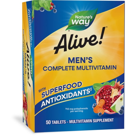 Nature's Way Alive! Men's Complete Multivitamin Tablets, B-Vitamins, 50 Count