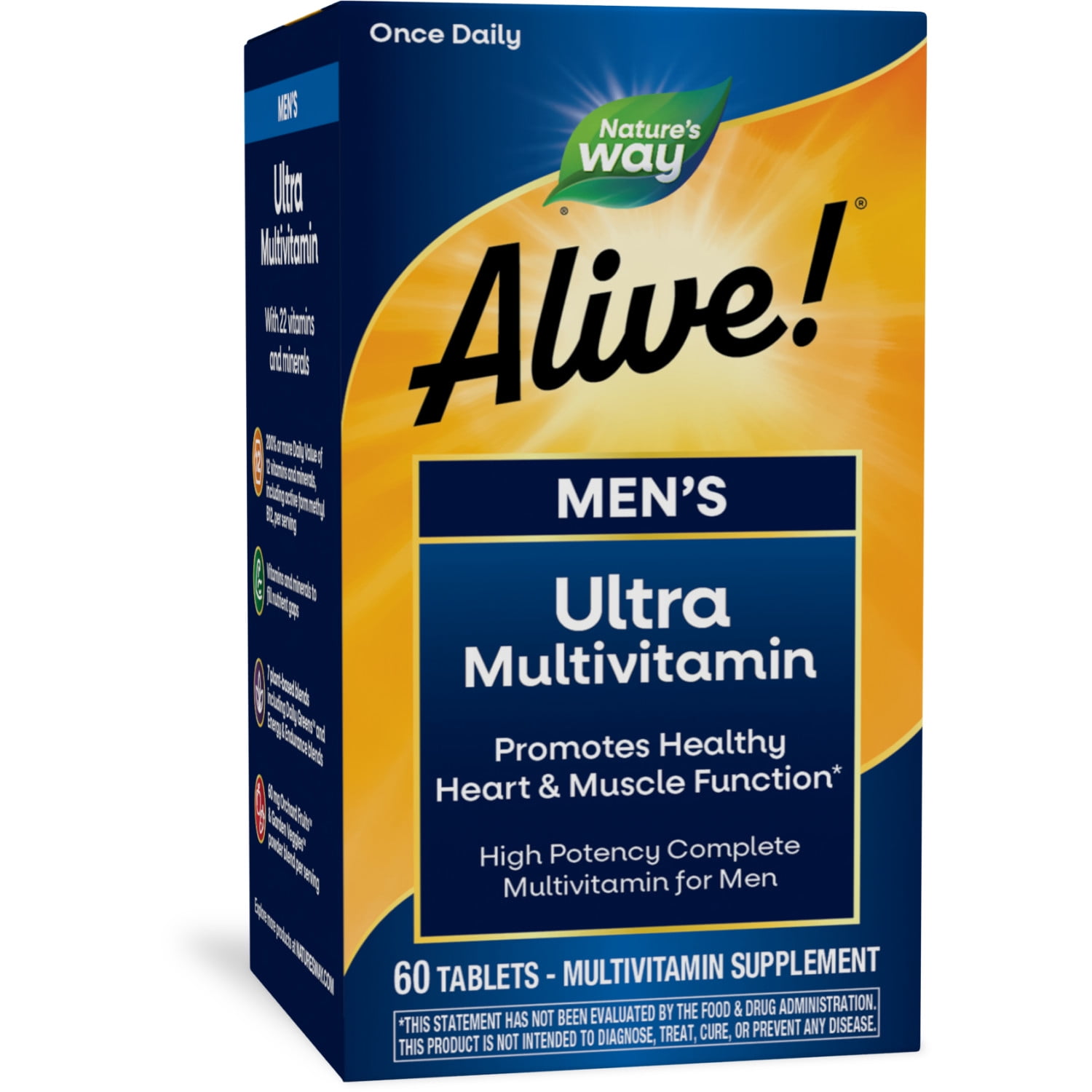 Nature's Way Alive! Men's Daily Ultra Multivitamin Tablets, with Methylated Vitamin B12, 60 Count