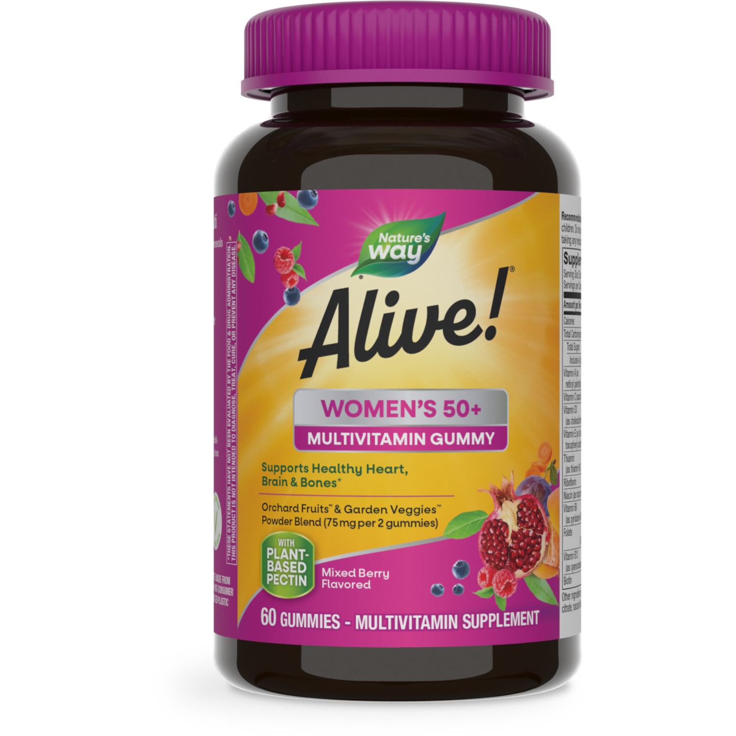 Nature's Way Alive! Women's 50+ Gummy Multivitamin, B-Vitamins, Mixed Berry Flavored, 60 Count - image 1 of 9